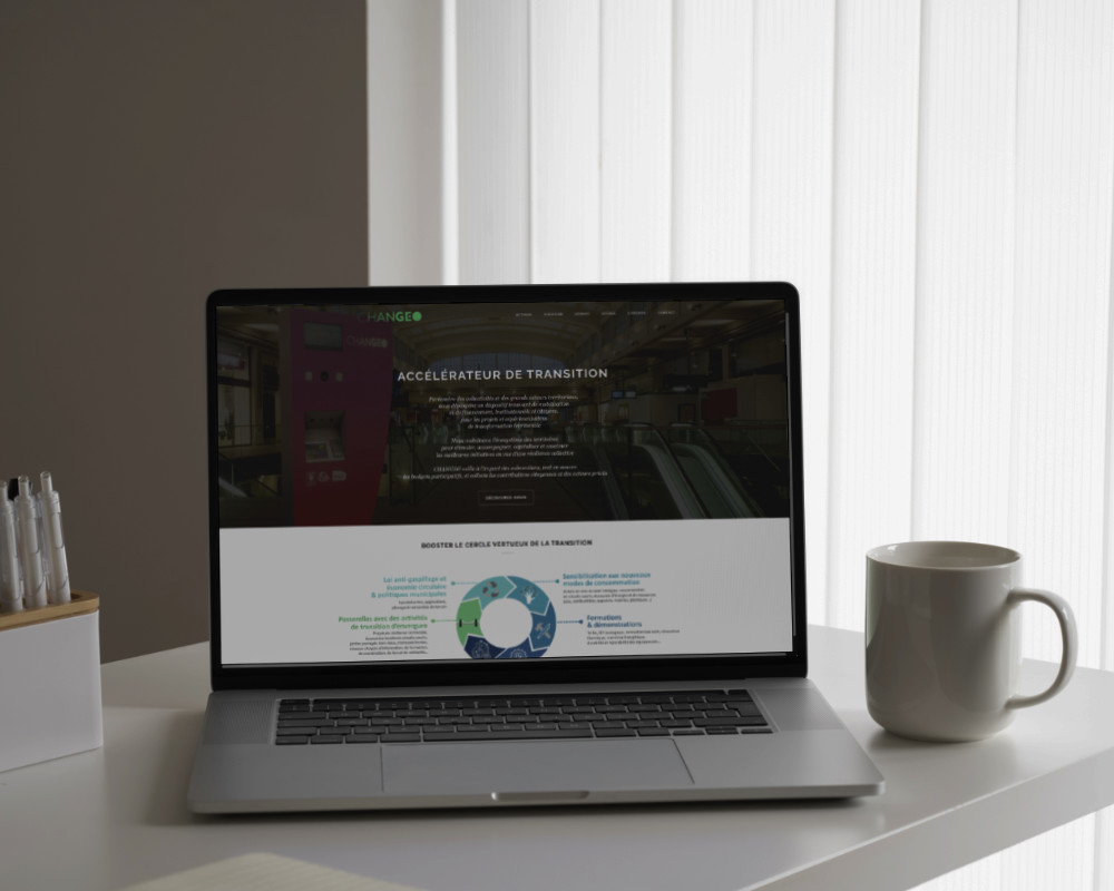 Page d’accueil avec la section heroes du site WordPress créé pour Changeo